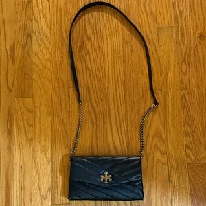 Tory Burch Black Quilted Crossbody Bag with Gold Chain